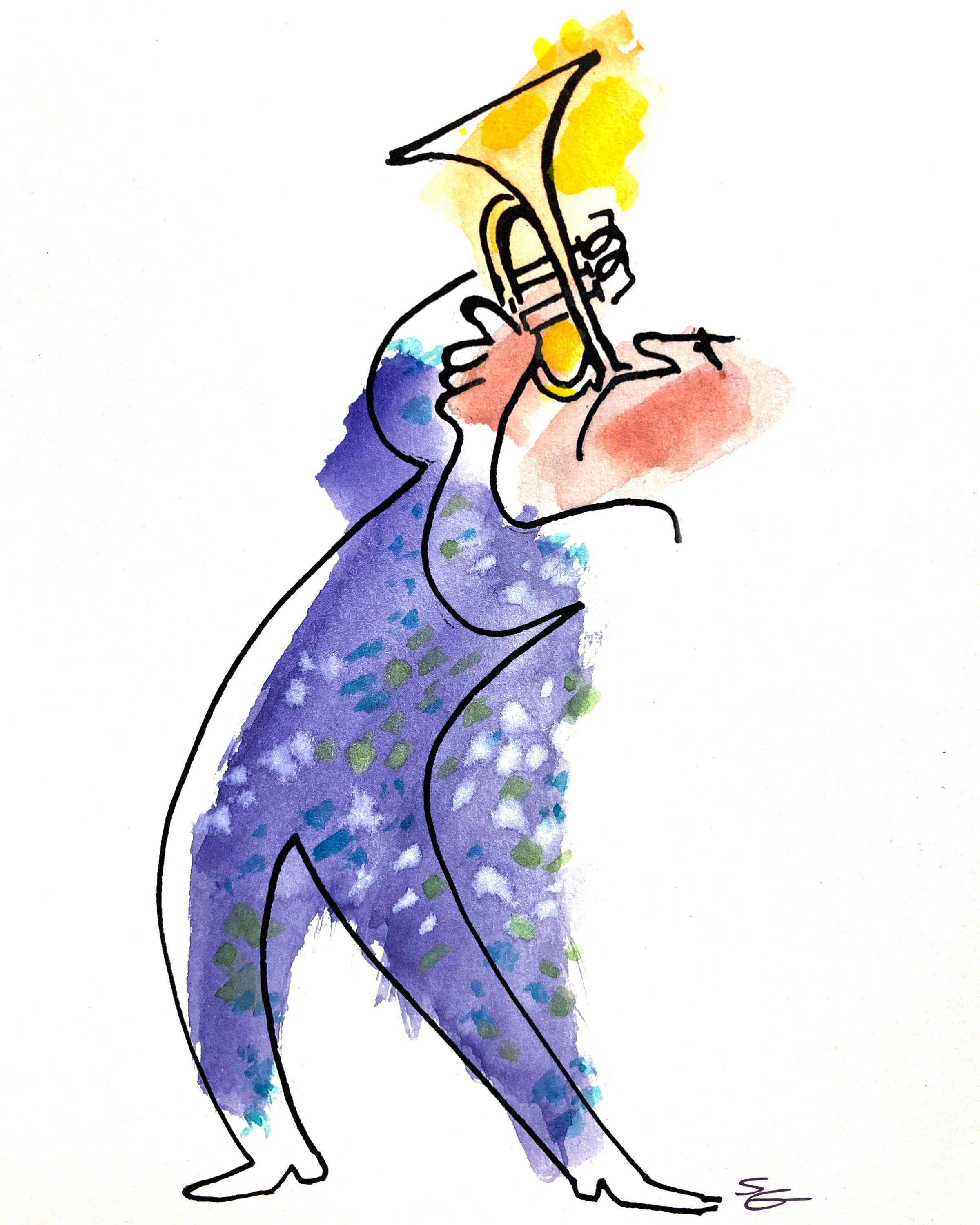 Jazz Trumpet Player Abstract Trumpet Art Jazz Wall Art Etsy