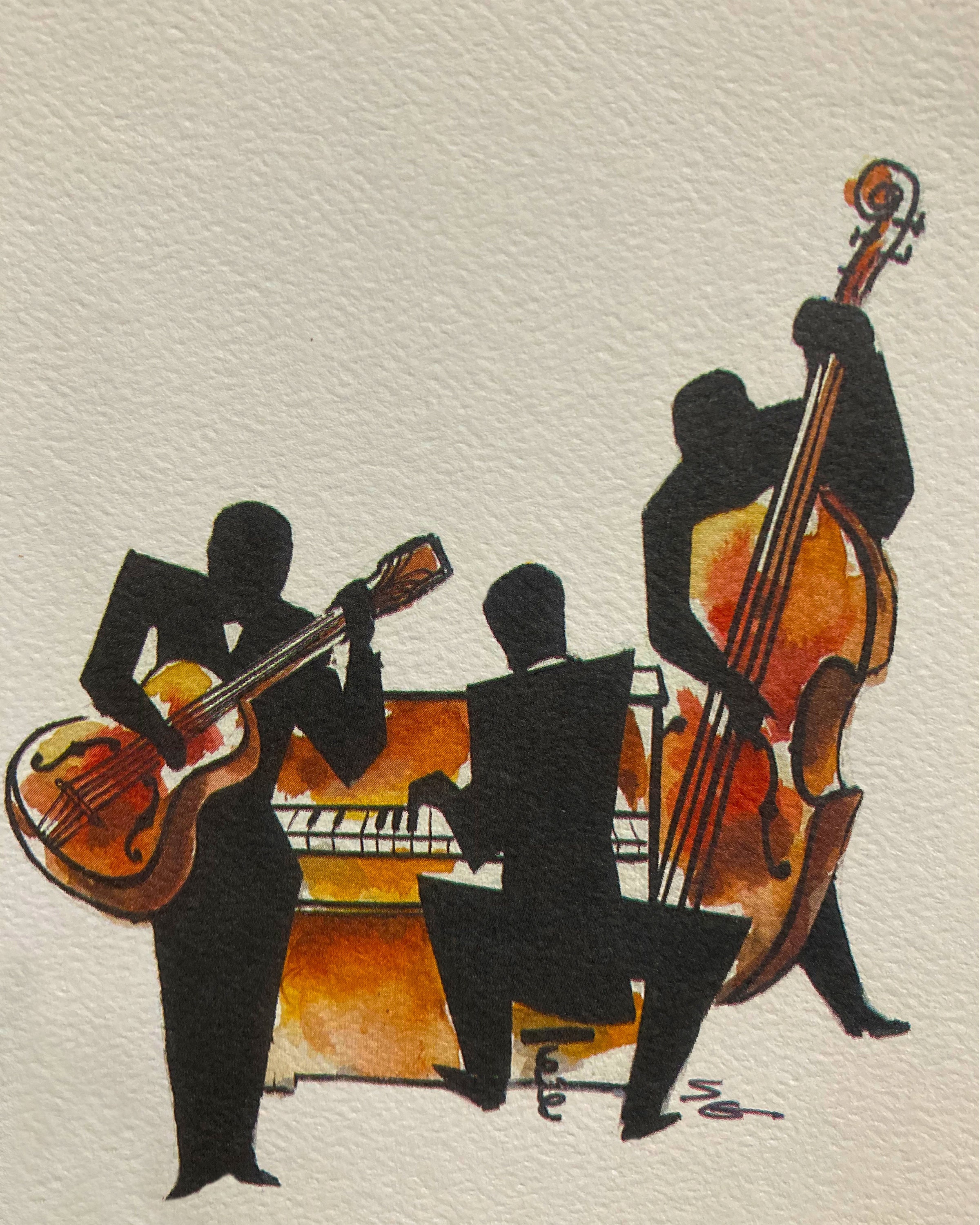 Jazz Wall Art Impressionist Jazz Trio Wall Art Retro Jazz Etsy