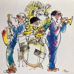 Impressionist Trio | Whirling Trio Design | Abstract Jazz Trio | Whimsical Jazz Trio Art