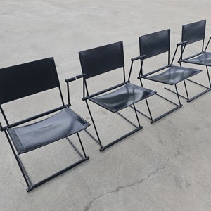 1 of 4 Ballerina Dining Chairs by Herbert Ohl for Matteo Grassi in Black Leather // Postmodern Dining Chairs // Made in Italy in 1990s