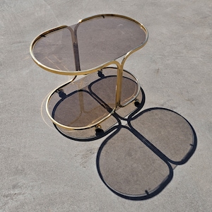 Hollywood Regency 2-Tier Brass Bar Trolley // Vintage Bar Cart done in Brass and Smoked Glass // Made in Italy in 1960s