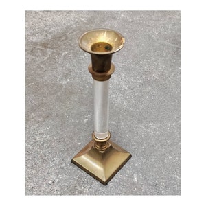 Mid Century Modern Lucite and Brass Candlestick Holder // Vintage Candlestick Holder // Made in West Germany in 1960s