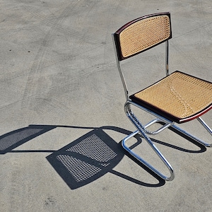 Bauhaus Style  Chairs with Cane Seats and Backrests done in style of Cesca Chair by Marcel Breuer // Made in Italy in 1970s