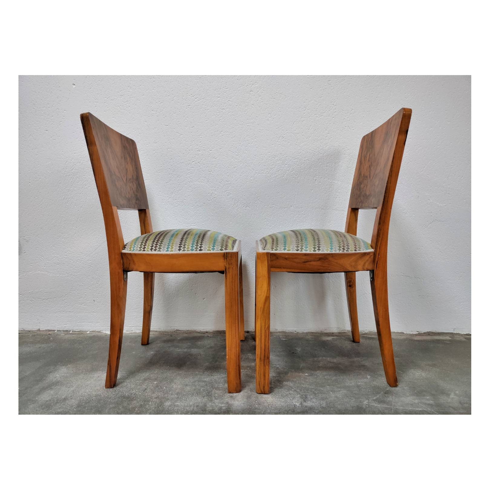 Set of Six Art Deco Dining Chairs // Walnut Roots Veneer