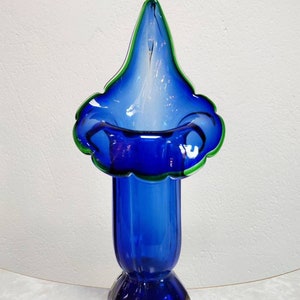 Mid Century Modern Murano Glass Vase shaped as Blue Calla Lily // Vintage Mouthblown Blue Glass Vase // Made in Italy in 1960s