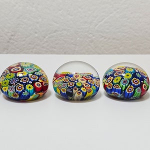 Set of 5 Millefiori Paper Weights // Murano Glass Paperweight // Murano Millefiori // Made in Italy in 1970s image 7