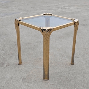 Hollywood Regency Gold Plated Side Table // Vintage Side Table done in galvanized aluminum // Made in Italy in 1960s