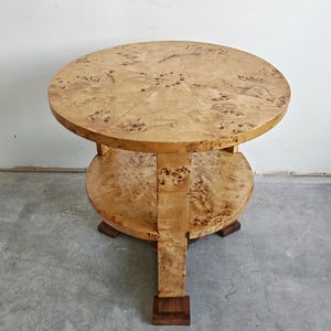 Prachtige art-deco bijzettafel met een uniek statief en rijk populus nigrafineer // Antieke bijzettafel // Gemaakt in Oostenrijk in de jaren 1930