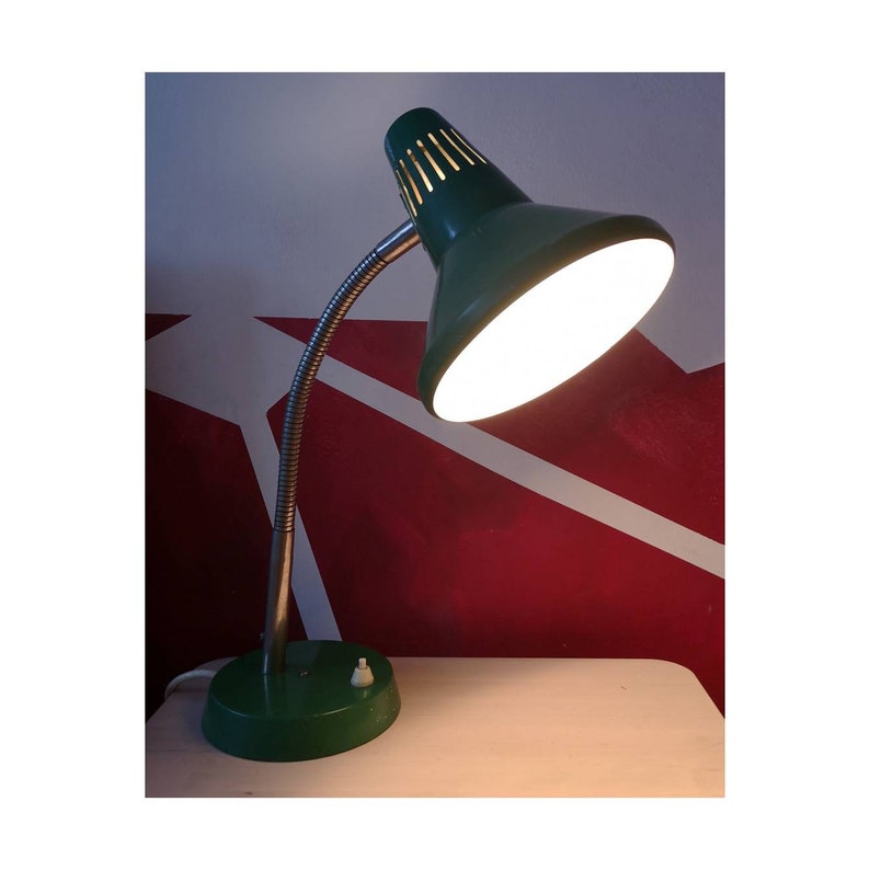 RARE 1960s Large Green Desk Lamp With Gooseneck // Vintage Etsy