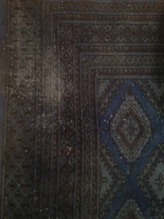 Vintage Persian Rug Redyed In Cobalt, Re Dyed Persian Rugs