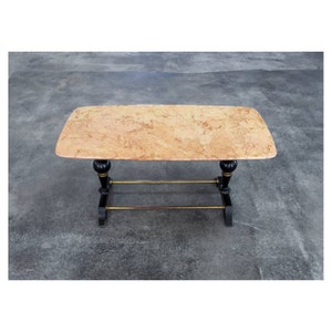 Mid Century Modern Marble, Wood and Brass Coffee Table // Vintage Marble Table // Made in Italy in 1950s
