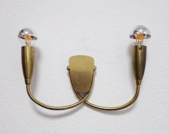 Single Mid Century Modern Brass Sconce with Two Lights // Made in Italy in 1960s