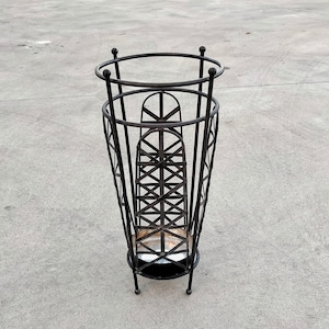Vintage Late Art Deco Umbrella Stand // Black Iron Umbrella Stand // Made in Italy in 1950s