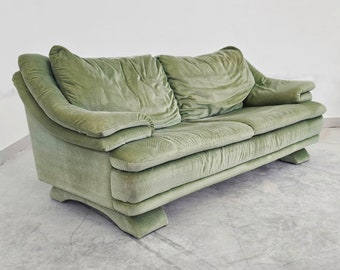 Postmodern Mint Green Sofa in style of Vico Magistretti // Made in Italy in 1980s