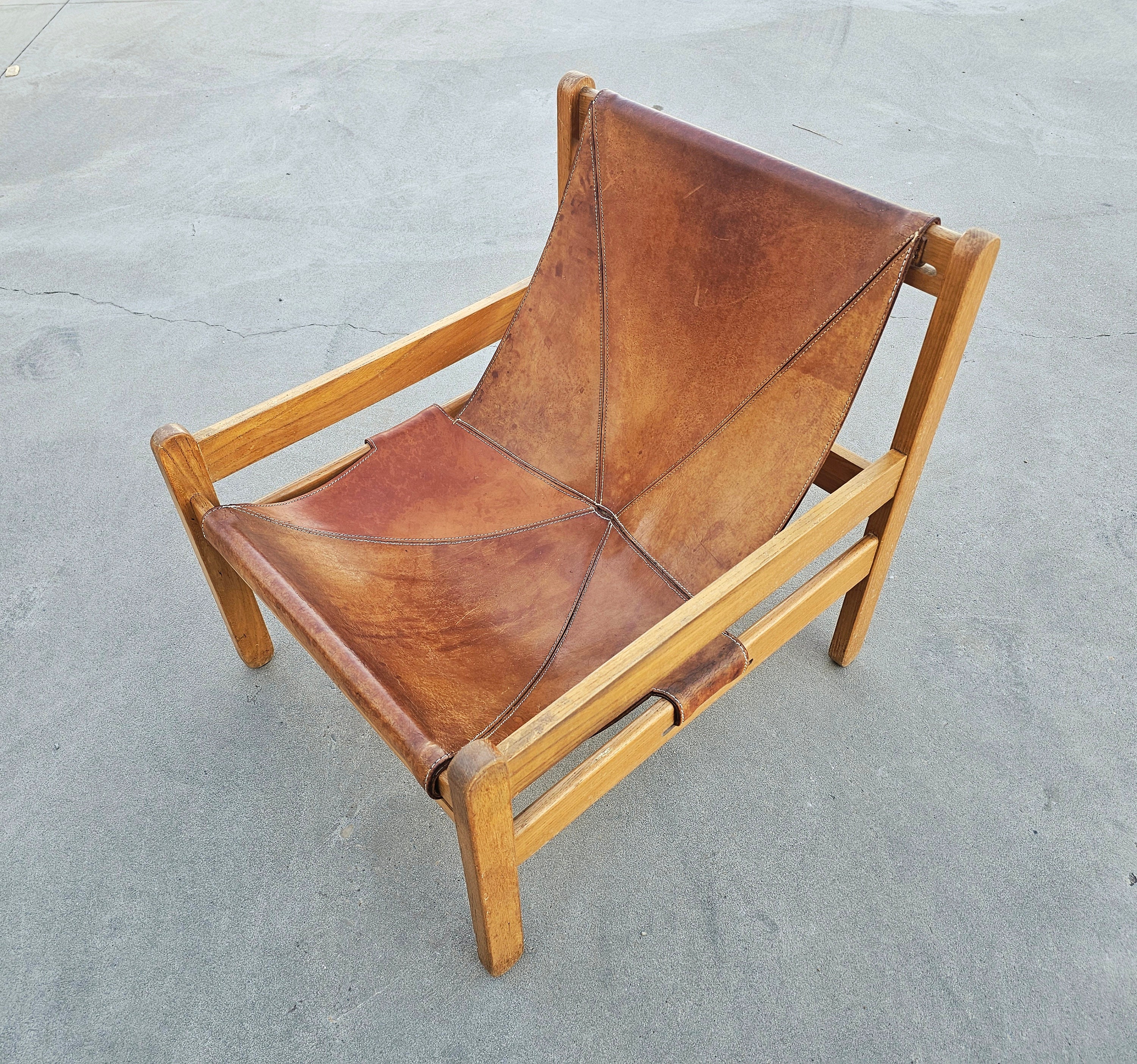 Vintage leather sling chair discount