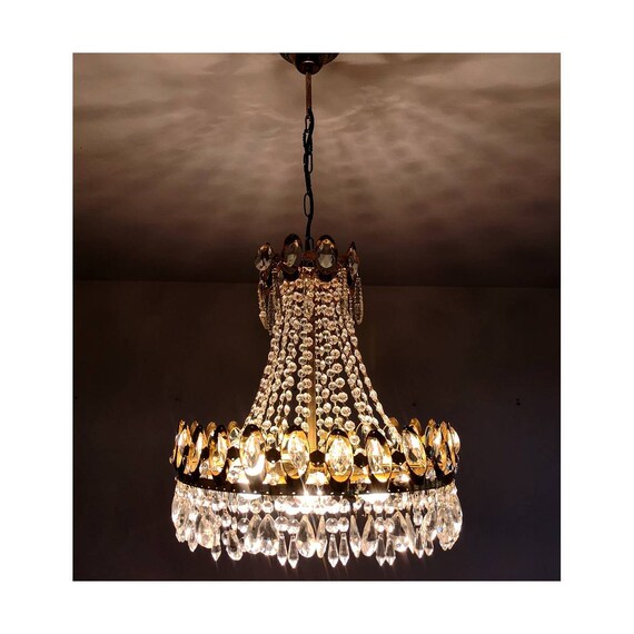 1950 Crystal Chandelier Hollywood Regency Australia 1950 Crystal Chandelier Hollywood, Antique Crystal Chandelier Australia