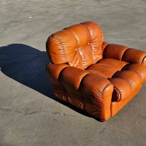 1 of 4 Leather Club Chairs done in cognac leather // Made in Italy in 1970