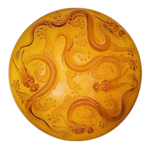 Art Deco Golden Dragon Glass Bowl designed by Josef Inwald for Barolac // Czech Republic 1930s