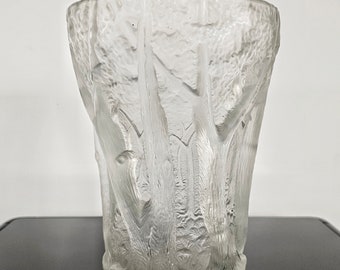 レアな1930年代製、チェリーのアンティーク花瓶フロストガラス レアな