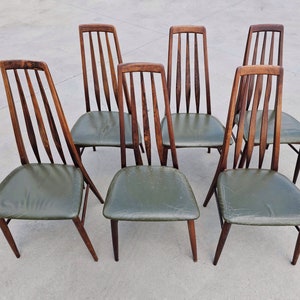Set von 6 Mid Century Modern EVA Stühlen entworfen von Niels Koefoed aus massivem Palisander // Made in Denmark in den 1960er Jahren