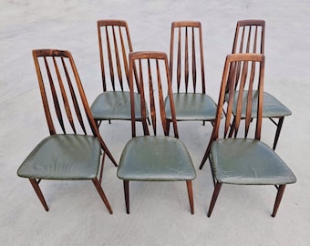 Set of 6 Mid Century Modern EVA Chairs designed by Niels Koefoed done in Solid Rosewood // Made in Denmark in 1960s