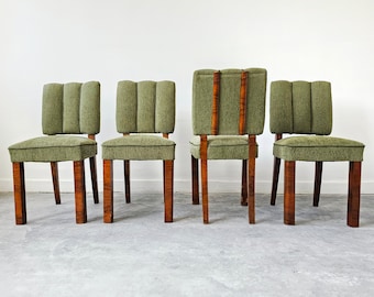 Set of 4 Art Deco Dining Chairs // Walnut Roots Veneer over solid Walnut Dining Chairs // Made in Austria in 1930s