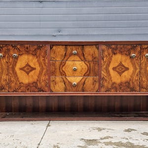 Art Deco Sideboard done in burl walnut veneer with rich and dramatic grain // Made in Italy in 1940s
