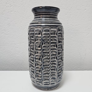 Vintage Ceramic Vase in Gray and Blue from Carstens Tönnieshof // West German Pottery Vase // Made in West Germany in 1970s