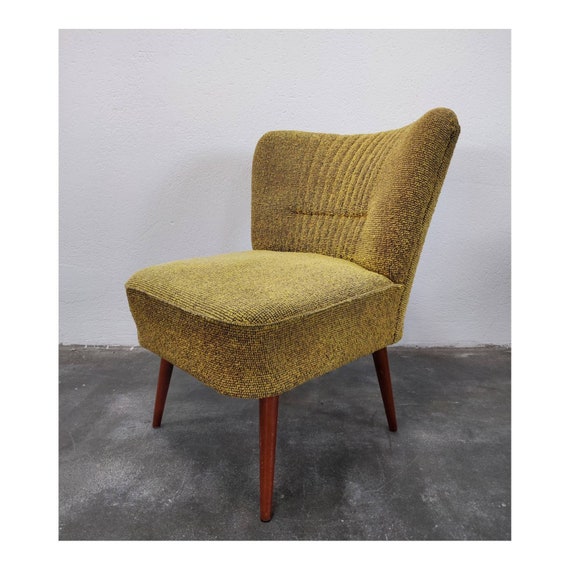 Rare Vintage Cocktail Chair With Original Mustard Fabric
