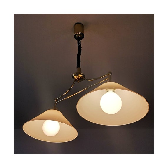 Opaline Glass Double Pendant // Vintage 