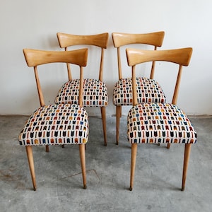 Set of 4 Mid Century Modern Dining Chairs &quot;Bowtie&quot; by Ico Parisi // Made in Italy in 1950s