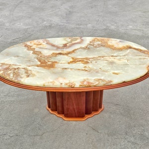 Art Deco Inspired Coffee Table with Onyx Marble Top by Hohnert Design // Made in West Germany in 1970s