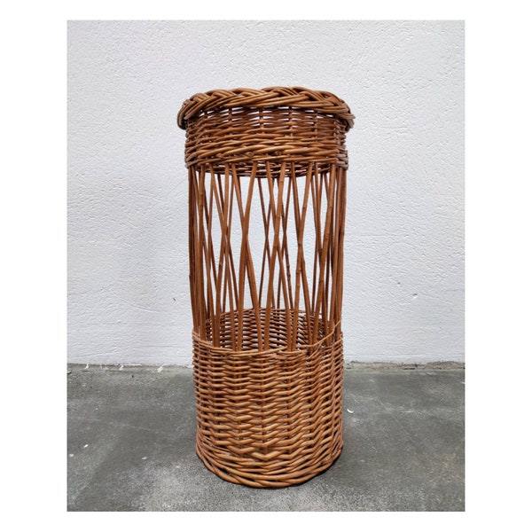 French Wicker Umbrella Stand // Mid Century Modern Rattan Umbrella Stand // Vintage Umbrella Stand // Made in France in 1960s