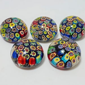 Set of 5 Millefiori Paper Weights // Murano Glass Paperweight // Murano Millefiori // Made in Italy in 1970s