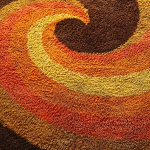 Mid Century Modern Round Rya Rug by Reichel // Made in West Germany in ...