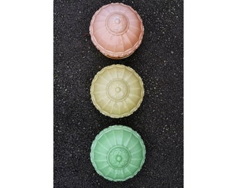 Art Deco Flushmounts or Large Sconce Lights in Green Yellow and Pink / Art Deco Glass Ceiling Lamps / Made in Yugoslavia in 1930s