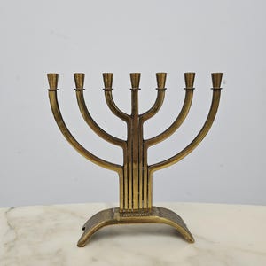 Mid Century Modern Brass Menorah by Hen Holon // Made in Israel in 1960s