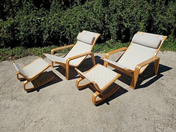 極希少  ilmari lappalainen 「Pulkkaチェア 」 Pair of Mid Century Modern Adjustable Pulkka Lounge Chairs
