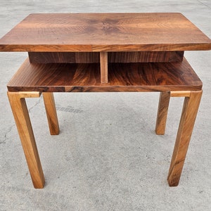 Rare Rectangular Two-Tiered Art Deco Walnut Side Table // Made in Austria in 1930s