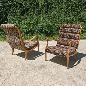 Pair of fully refurbished MCM Armchairs by Ezio Longhi, model &quot;Mitzi&quot;, Made in Italy in the 1960s