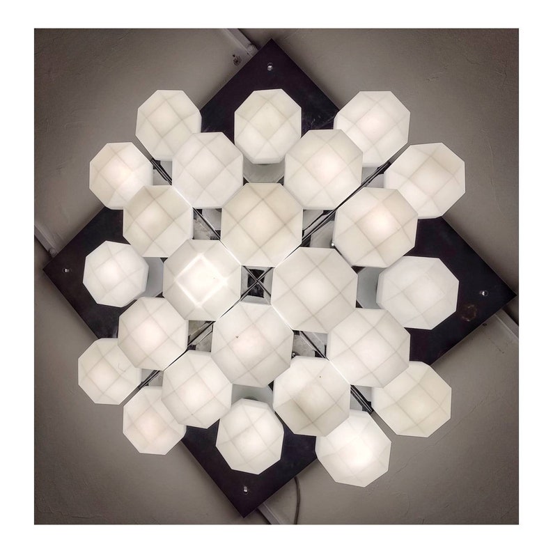 Monumental Flush Mount by Motoko Ishii / Huge Space Age Ceiling Lamp / Diamond Shaped Flush Mount by Staff / Made in West Germany in 1970s image 4