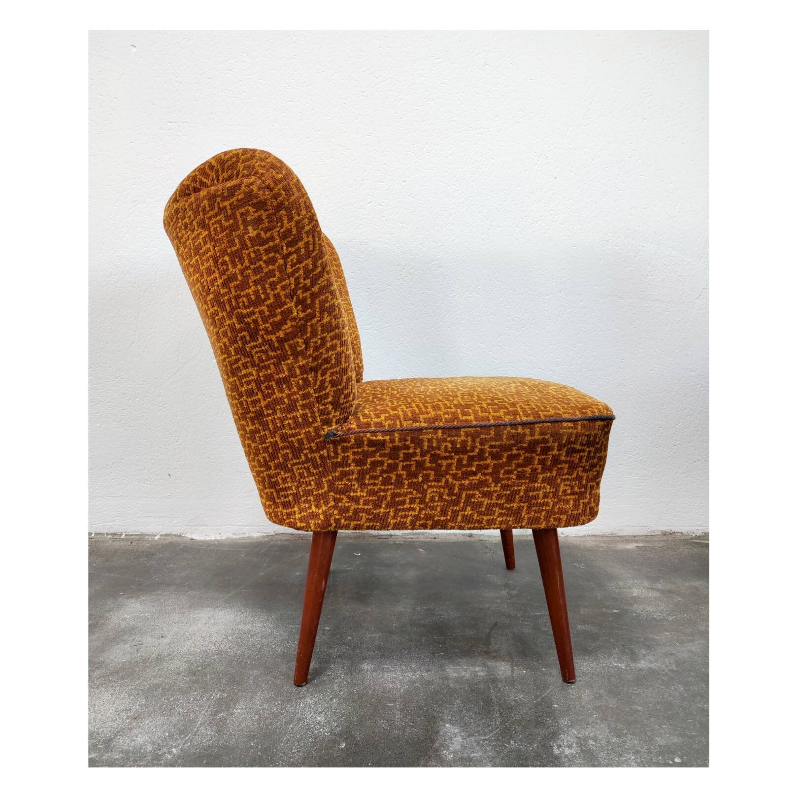 Rare Vintage Cocktail Chair With Original Geometric Fabric Vintage Shell Back Armchair Made in Yugoslavia in 1950s Etsy