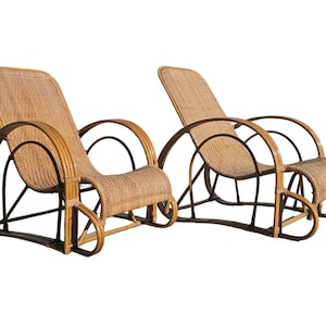 Pair of Mid Century Modern Bamboo and Rattan Loungers // Bamboo Lounger // Made in Italy in 1960s