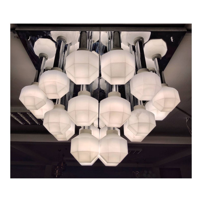 Monumental Flush Mount by Motoko Ishii / Huge Space Age Ceiling Lamp / Diamond Shaped Flush Mount by Staff / Made in West Germany in 1970s image 2