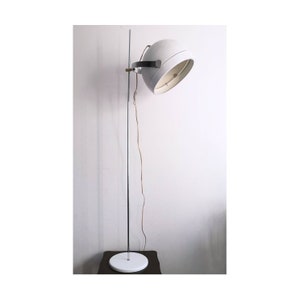 Space Age Floor Lamp with Large Adjustable Metal Shade // White Metal Floor Lamp // Made in East Germany in 1970s