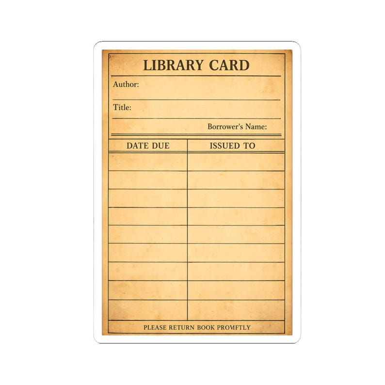 Vintage Library Card Sticker | Kiss-cut Sticker - Etsy