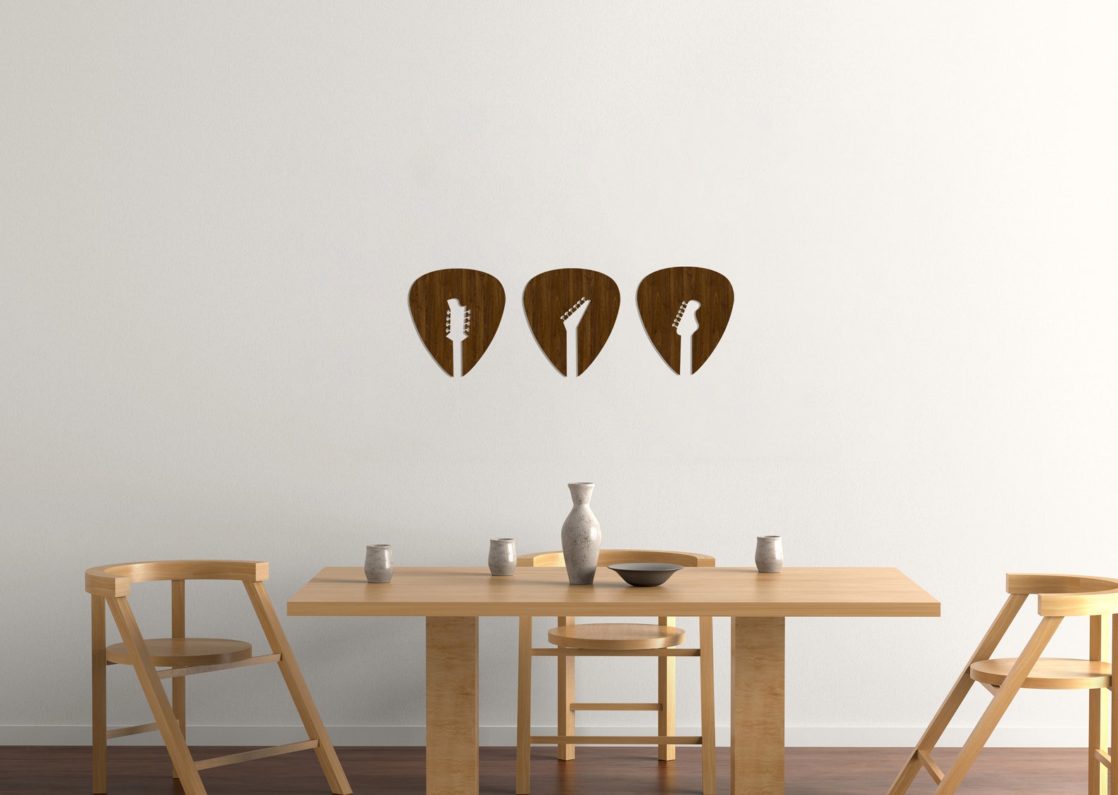 Guitar Pick Wall Hangigns/ Guitar Wall Decor/ Wood Wall Art/ Etsy