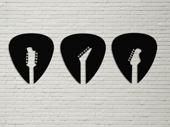 Guitar Pick Wall Hangigns/ Guitar Wall Decor/ Wood Wall Art/ - Etsy