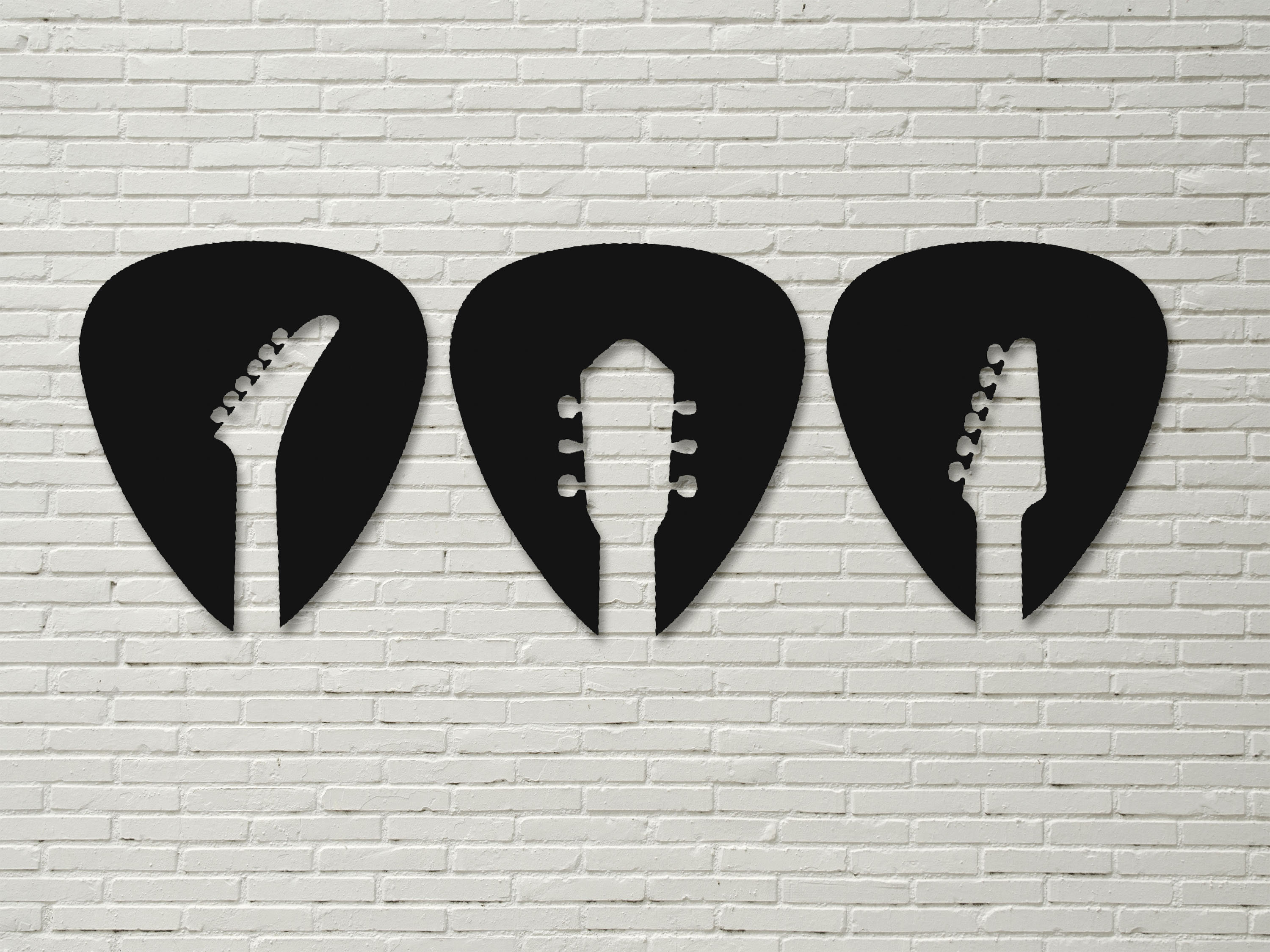 Guitar Pick Wall Hangigns/ Guitar Wall Decor/ Wood Wall Art/ Etsy