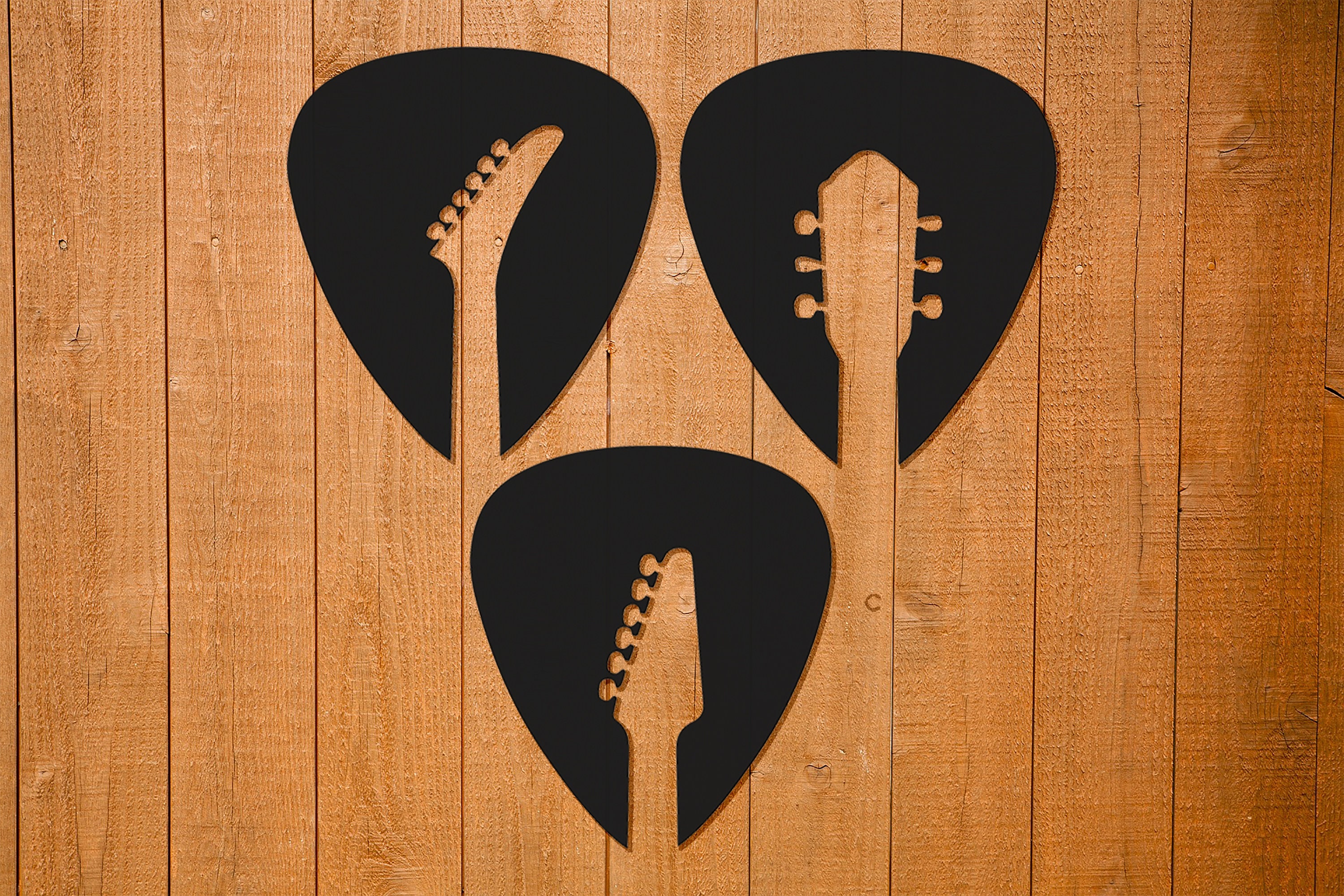 Guitar Pick Wall Hangigns/ Guitar Wall Decor/ Wood Wall Art/ Etsy